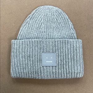 Acne Studios Grey Wool Knit Fisherman Beanie Toque Hat New